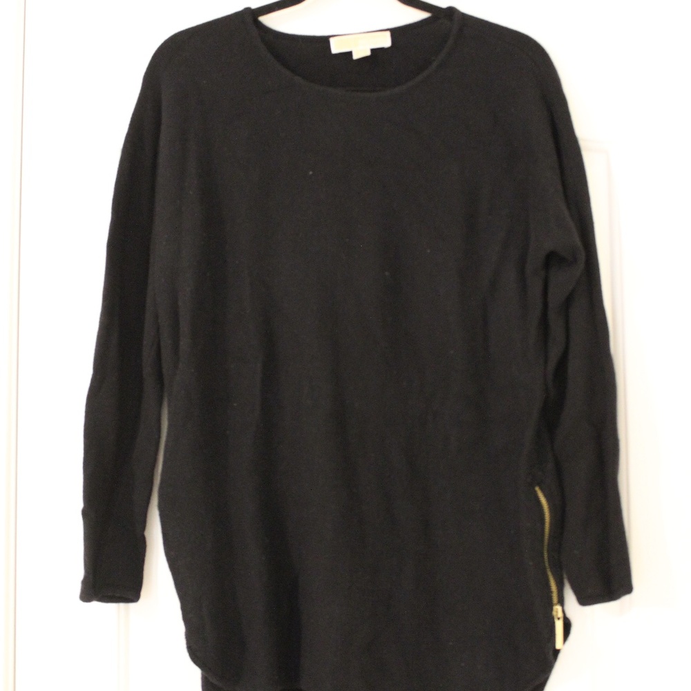 Michael Kors Black Sweater w/ Gold zipper details
